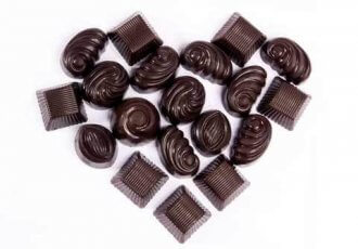 dark chocolates in shape of a heart
