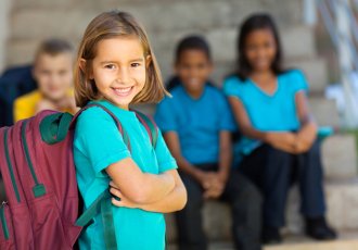 girl wearing backpack